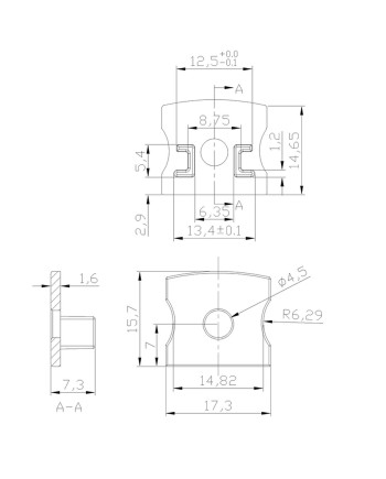 TAPA C/ AGUJ PERFIL ALUMINIO 2000*17.1*15,3mm